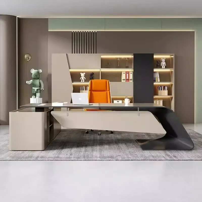 Modern Simple Boss Table President Desk Large Office Manager Computer Desk Light Luxury Baking Paint Finish