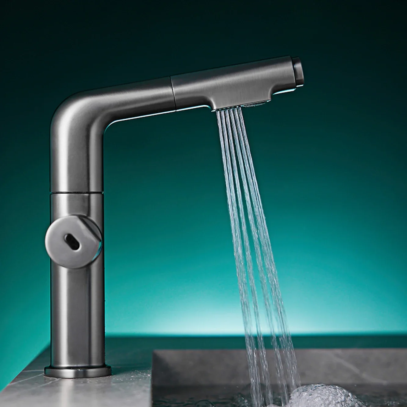 intelligent induction digital display design cold and hot dual control dial out basin Tap Multi functional black bathroom faucet