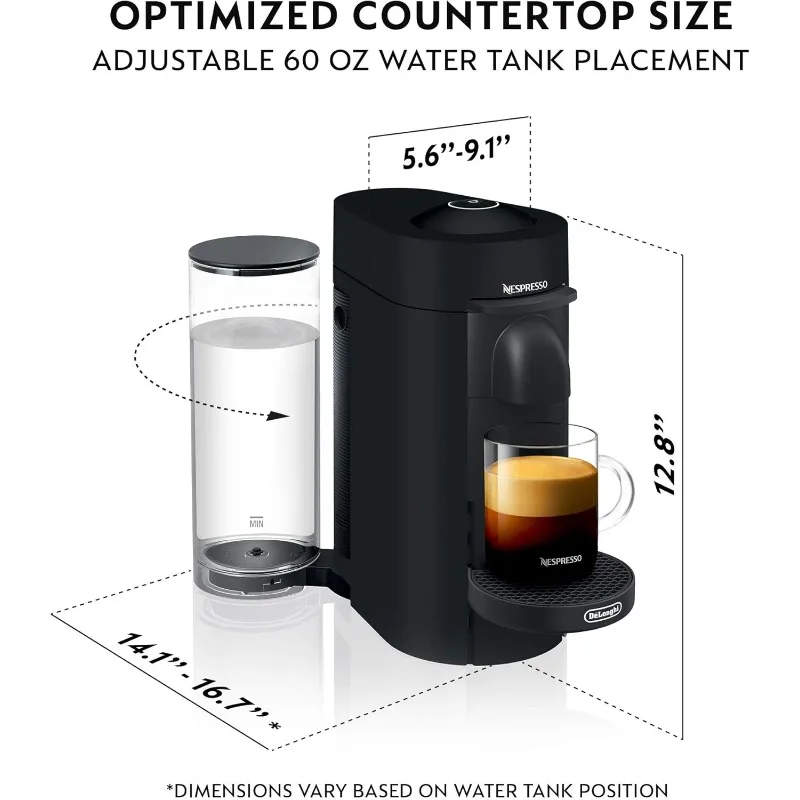 

Кофеварка Nespresso Vertuo Plus Deluxe и эспрессо от De'Longhi, матовый черный