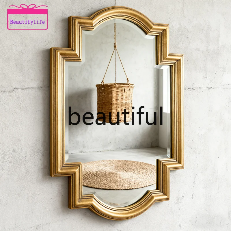 YL Washstand makeup mirror, retro bathroom bathroom mirror, home wall dressing mirror wall hanging