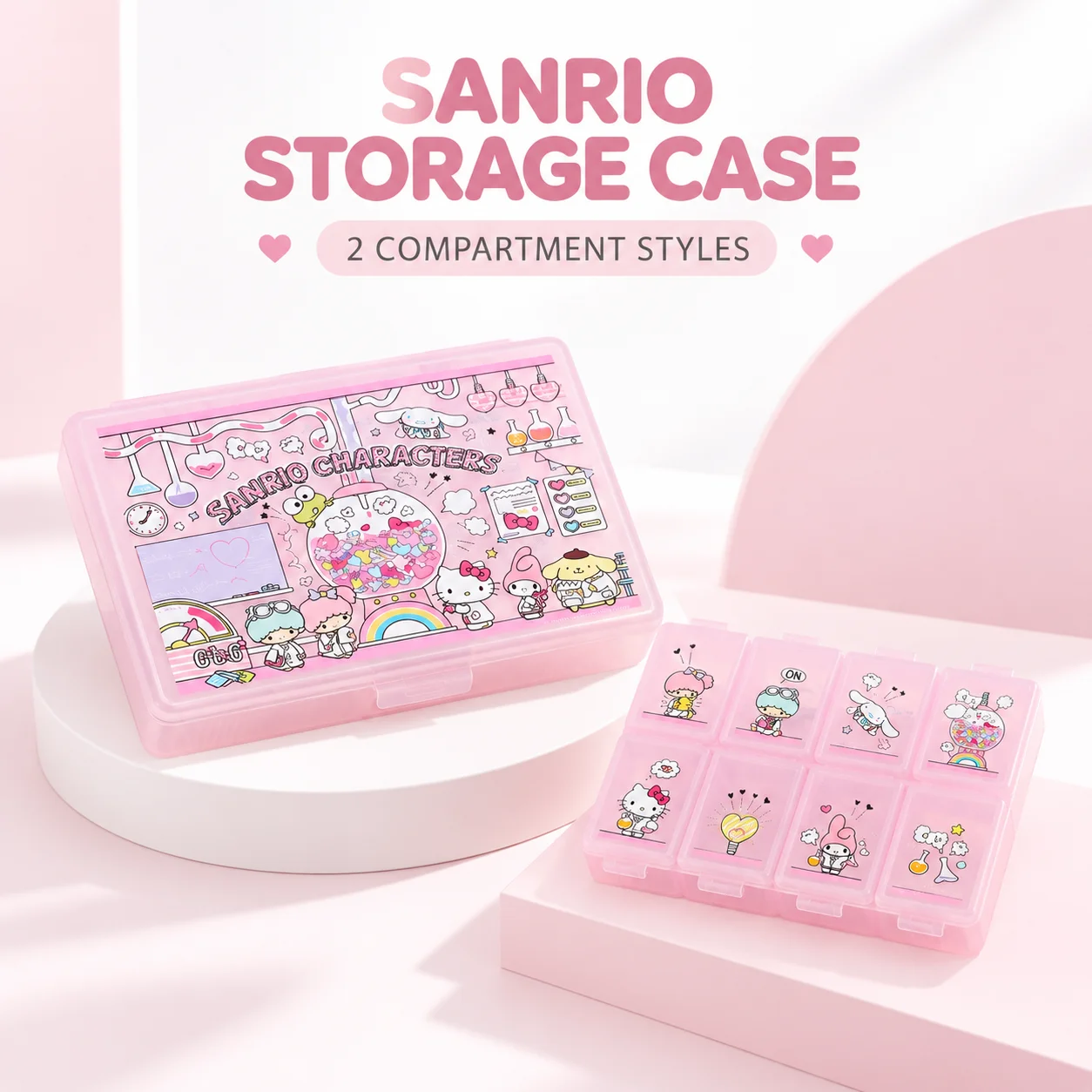 Sanrio Storage Box Cute Laboratory Series Multi Compartment Organizer Case Desktop Jewelry Stationery Cosmetic Container Gift
