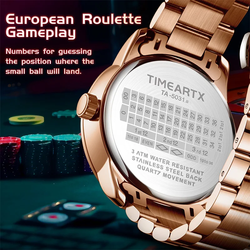 Timeartx Brand 5031 New Luxury Quartz Watches Man European Roulette Poker Game Wristwatch