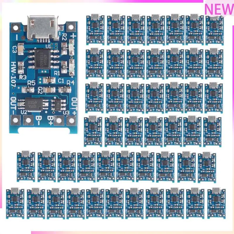 B27B 50 шт. TP4056 Micro-USB 18650 плата для зарядки литиевой батареи 5 В 1 А модуль зарядного устройства синяя печатная плата