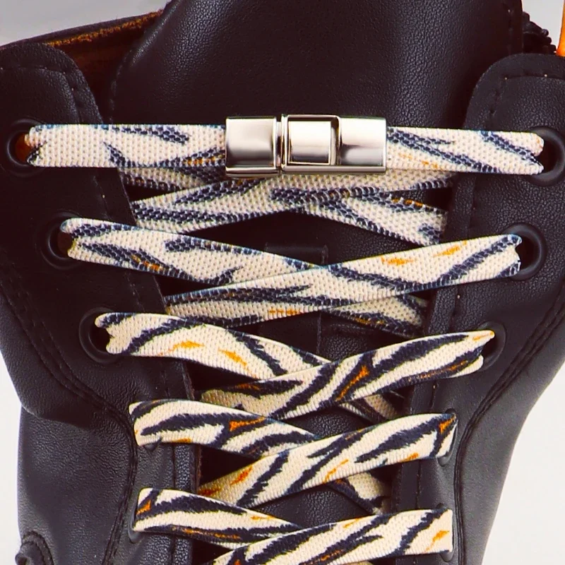 No Tie Shoelaces Press Lock Shoelaces Without Ties Animal Pattern Elastic Shoe Laces Sneakers Tiger/Leopard Shoes Accessories