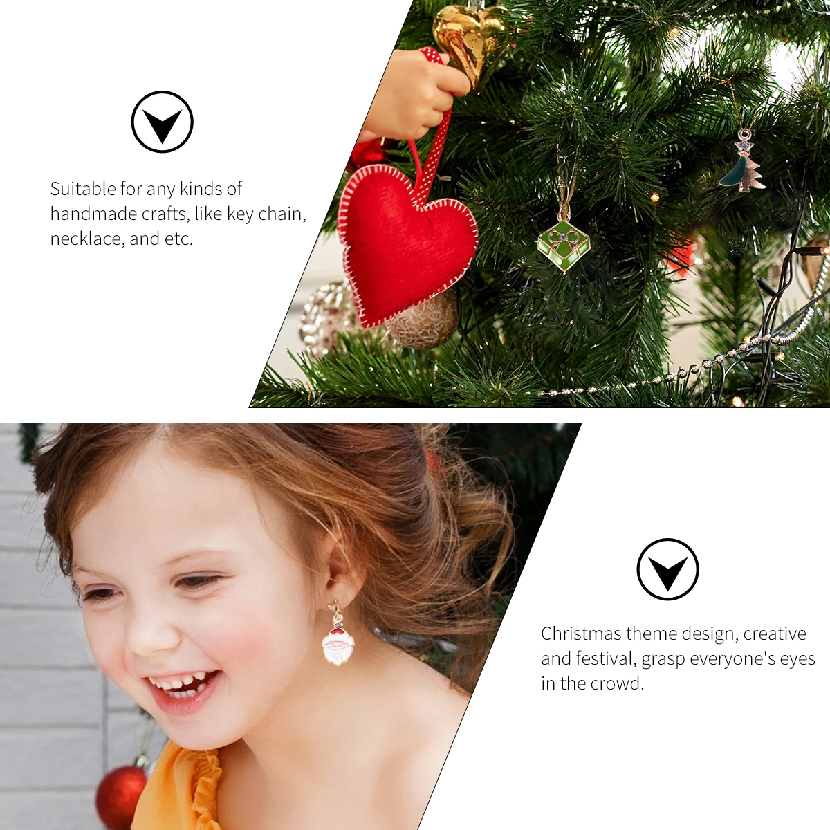 

16 Pcs Christmas Pendant Ornaments Jewelry Making Pendants Key Chain DIY Necklace Charm Alloy