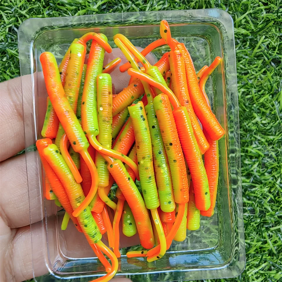 20 teile/schachtel Mini Ozean Felsen Angeln Weiche Köder 0,3g/45mm Weichen Wurm Künstliche Köder Bass Silikon köder Angeln Zubehör – Detail 11