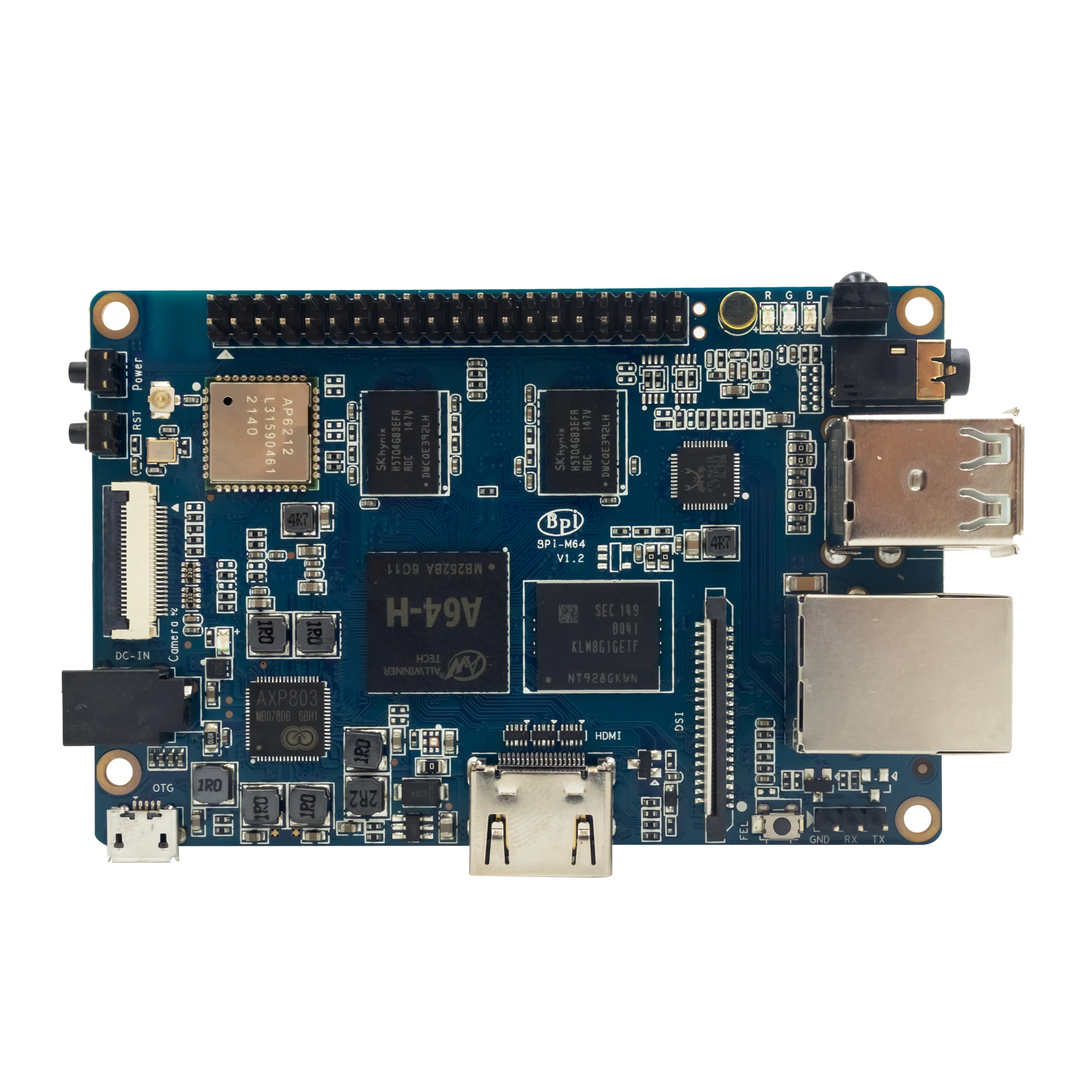 Imagem -02 - Banana pi Bpi-m64 com Caixa de Metal Adaptador de Energia Mediatek Mt7622 Dual-core gb Ddr3 Suporte Wifi bt Poe Linux Raspberry pi