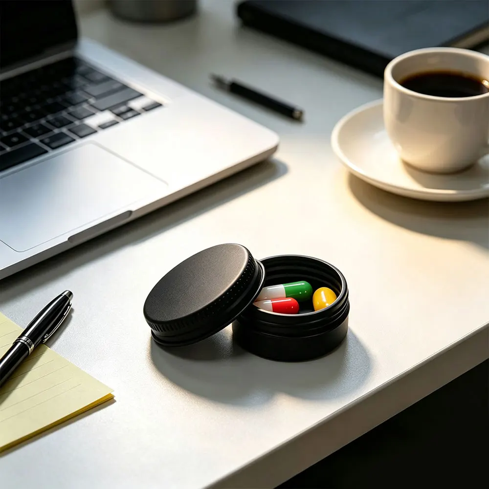 Mini Medicine Box Portable Black Light-proof Small Portable Aluminum Alloy Food Grade Packaging Sealed Small Box Does Not Rust