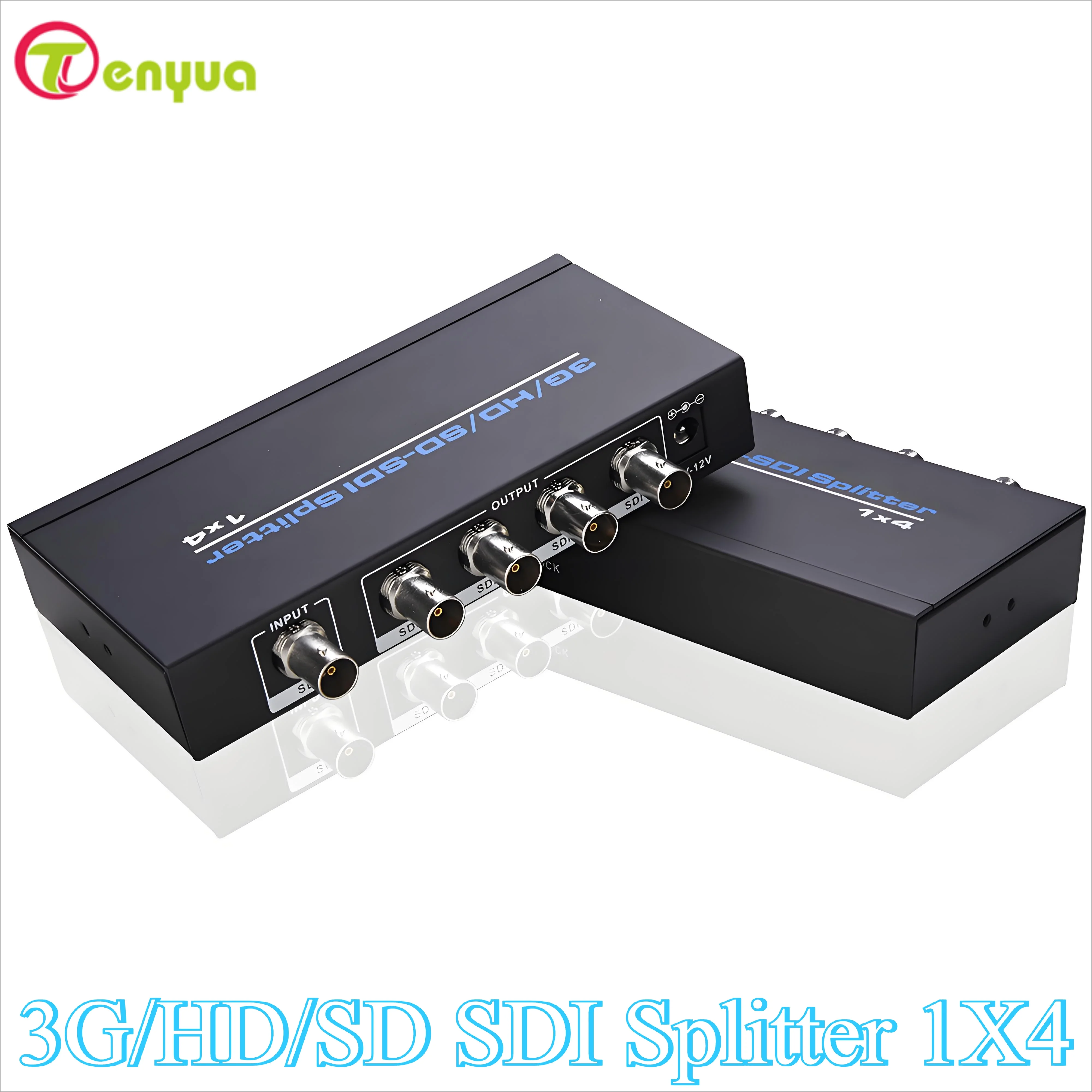 Divisor SDI 3G/HD/SD 2025, extensor repetidor 1X4 con adaptador de corriente, divisor de vídeo SDI de 1 entrada a 4 salidas para cámara de Monitor DVR SDI