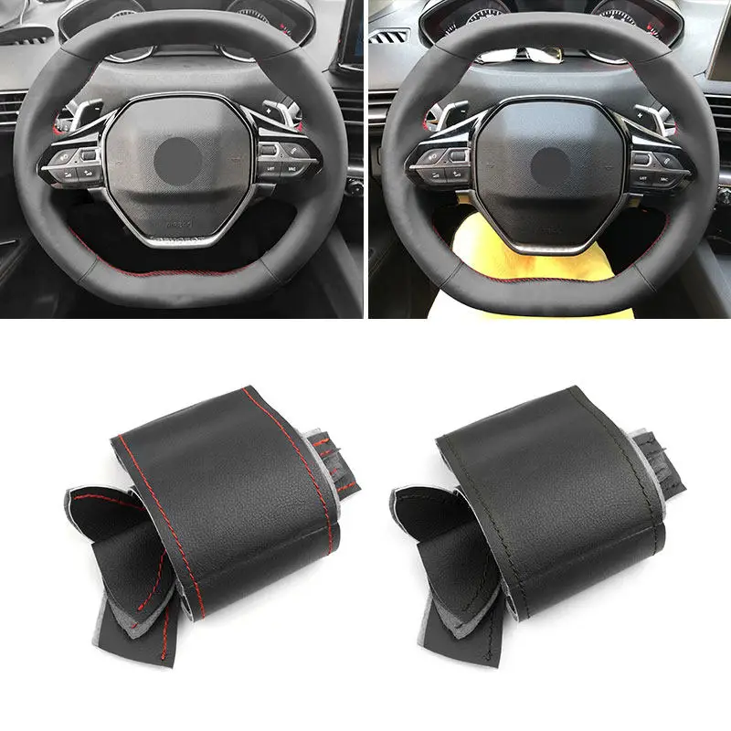 Hand Stitched For Peugeot 3008 4008 2017 2018 508 2019 Steering Wheel Cover Soft Microfiber Leather Trim Car Inner Accessories