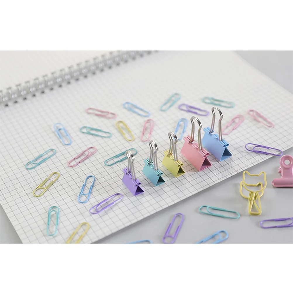 

2Sets Metal Paper Holder Office Clamp Stationery Clips Bright Colors Multifunctional File Clip Desktop Organizer for Study
