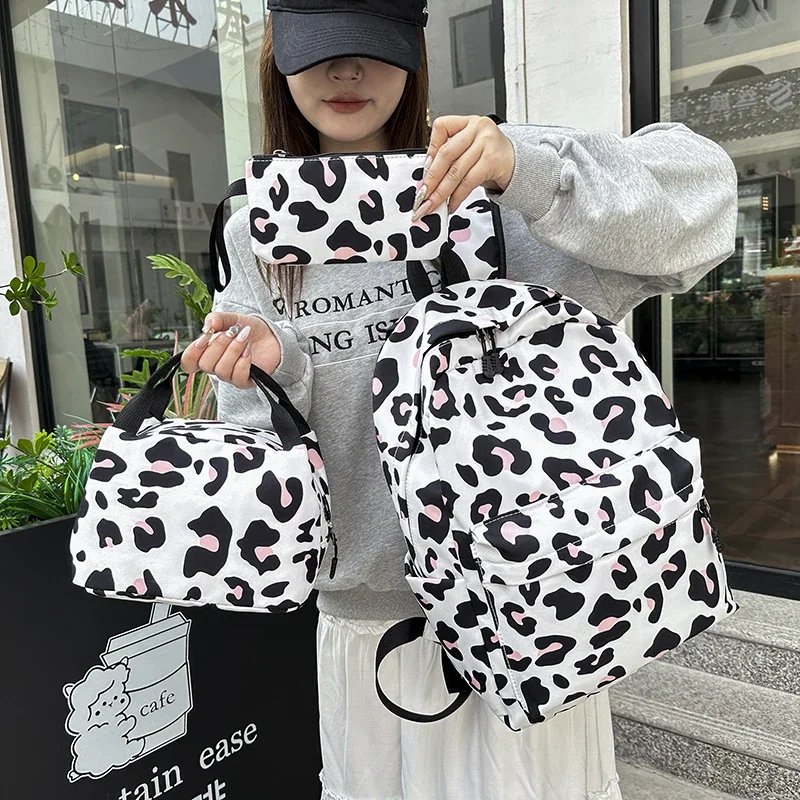 Fashion School Backpack for Young Women Cow Dot Print Small Travel Viral Backpack Youth School Backpack Waterproof School Bag