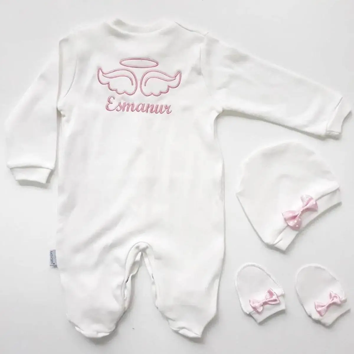 Custom pink embroidered embroidered baby girl jumpsuit