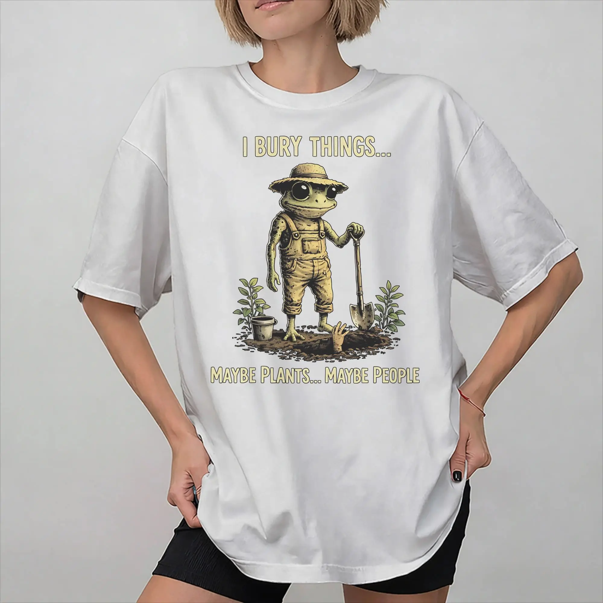 I Bury Things Maybe Plants Maybe People Frog Merch Men Women T Shirts Cotton Tee New Arrival  T-shirt Clothing