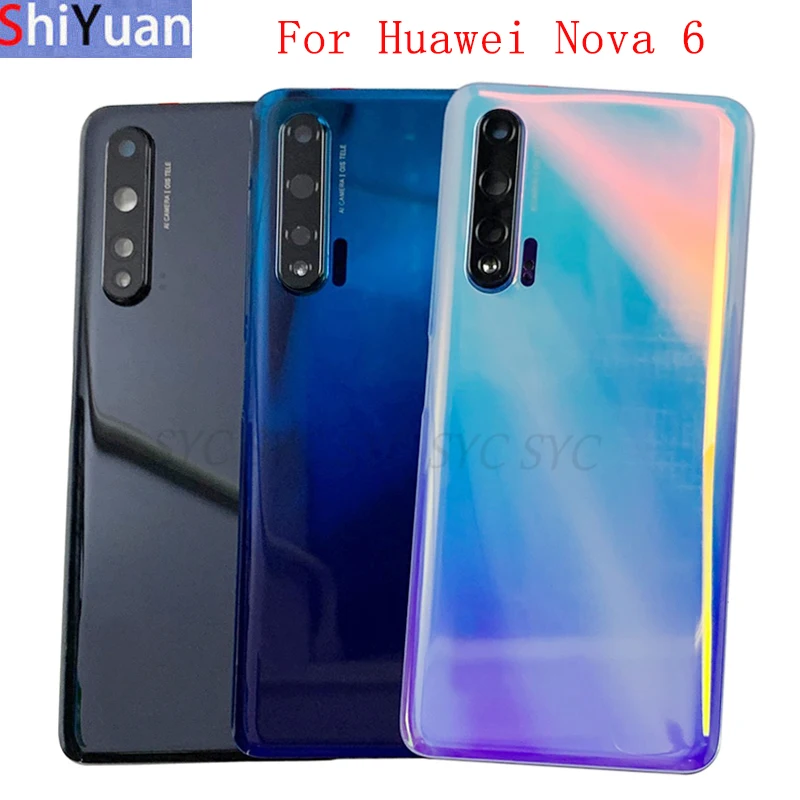 Battery Cover Rear Door Housing Case For Huawei Nova 6 Back Cover with Camera Frame Lens with Logo Replacement Parts