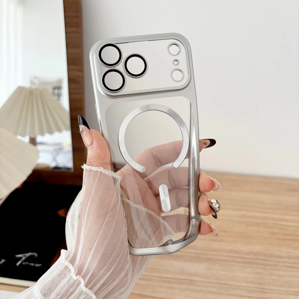 Chapeamento com botão de controle da câmera magnético magsafe caso para iphone 17 pro max macio tpu fosco translúcido capa 17promax