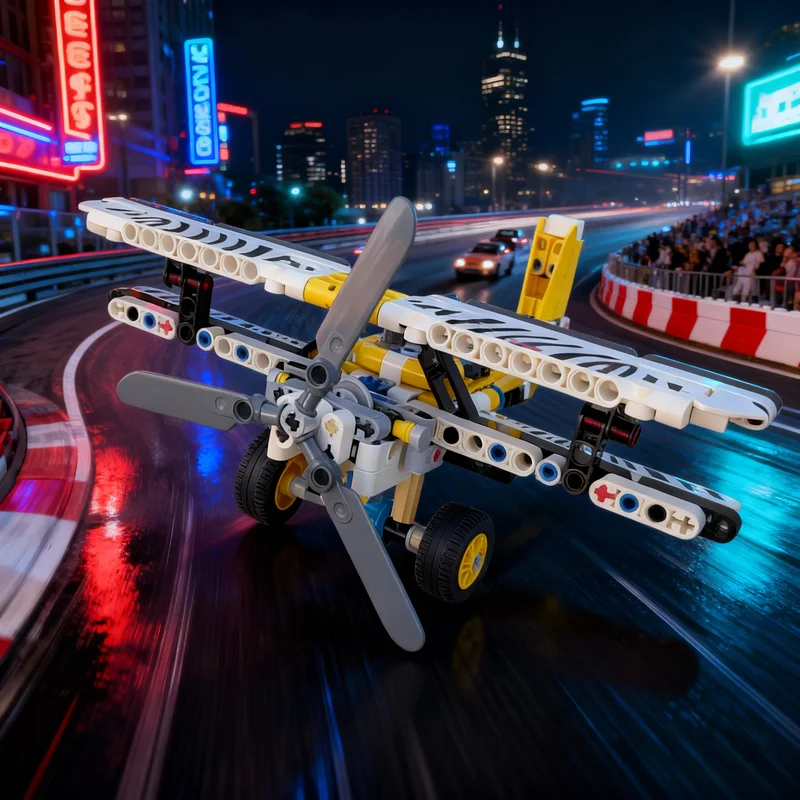 

300 деталей MOC Technical, модель самолета-биплана «Зебра», конструктор, игрушка для сборки, подарок на Рождество, креативная идея