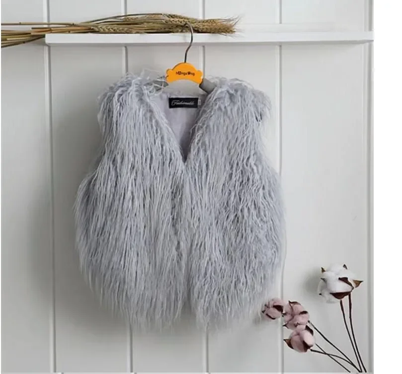 Fashion Baby Faux Fur Vest Family Matching Waistcoats Outwear Winter Autumn Spring Mother Daughter Girl Fur Vest Solid Color