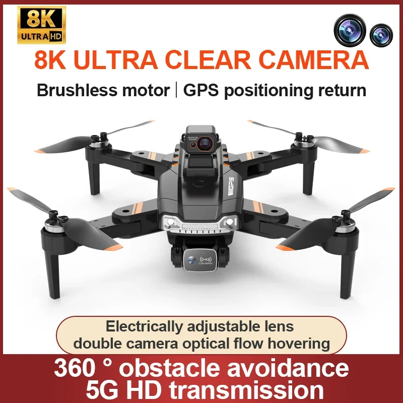 

Drone Toys S1 8K Professinal HD GPS Drone One Key Return Optical Flow Localization Folding Quadcopter 360° Obstacle Avoidance