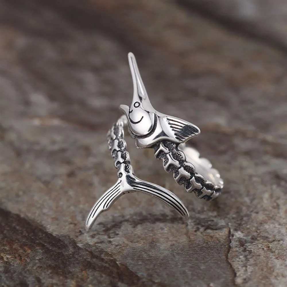Chic Vintage Inspired Swordfish Rings for Women Fashionable Alloy Open Rings