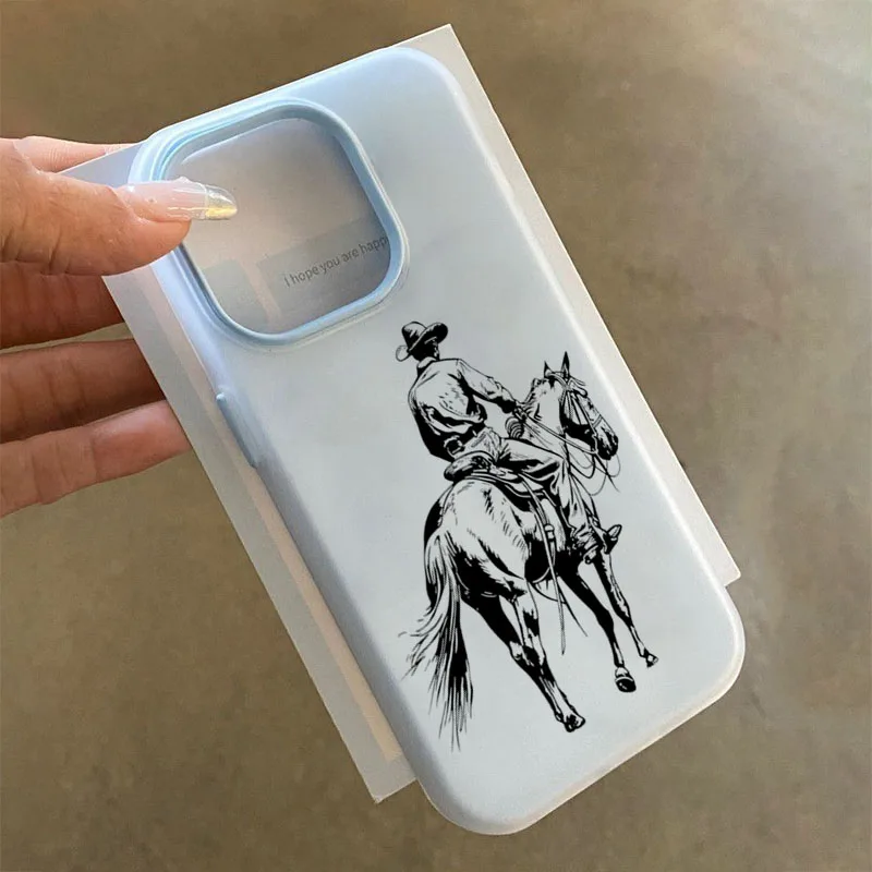 A Classic Cowboy Knight Design Case For iPhone 17 Air 16 15 Pro Max 16E 14 13 12 11 PRO XS XR 7 8 Plus 2 IN 1 Matte Clear Cover