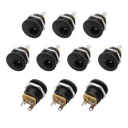 10Pcs DC-022 5.5mm x 2.1mm DC Power Female Socket Connector 5.5*2.1mm DC Power Jack Nut Panel Mount Interface Plugs Adapter