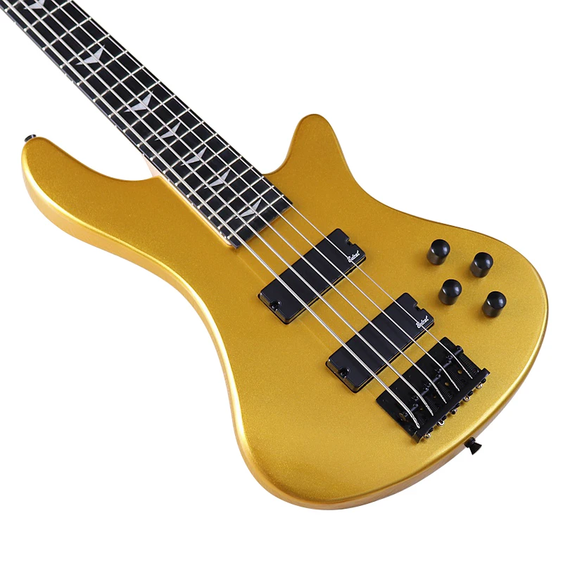 Champagne Gold 43 Inch 5 String 4 String Electric Bass Guitar Solid Okoume Wood High Glossy Guitar with Korea-made Pickup