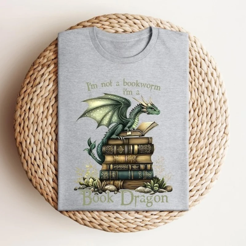Koszulka z motywem smoka książki, nie jestem książką, koszulka fantasy, bluza z kapturem dla miłośniczek książek, prezent dla czytelnicy, miękka koszulka Ashion