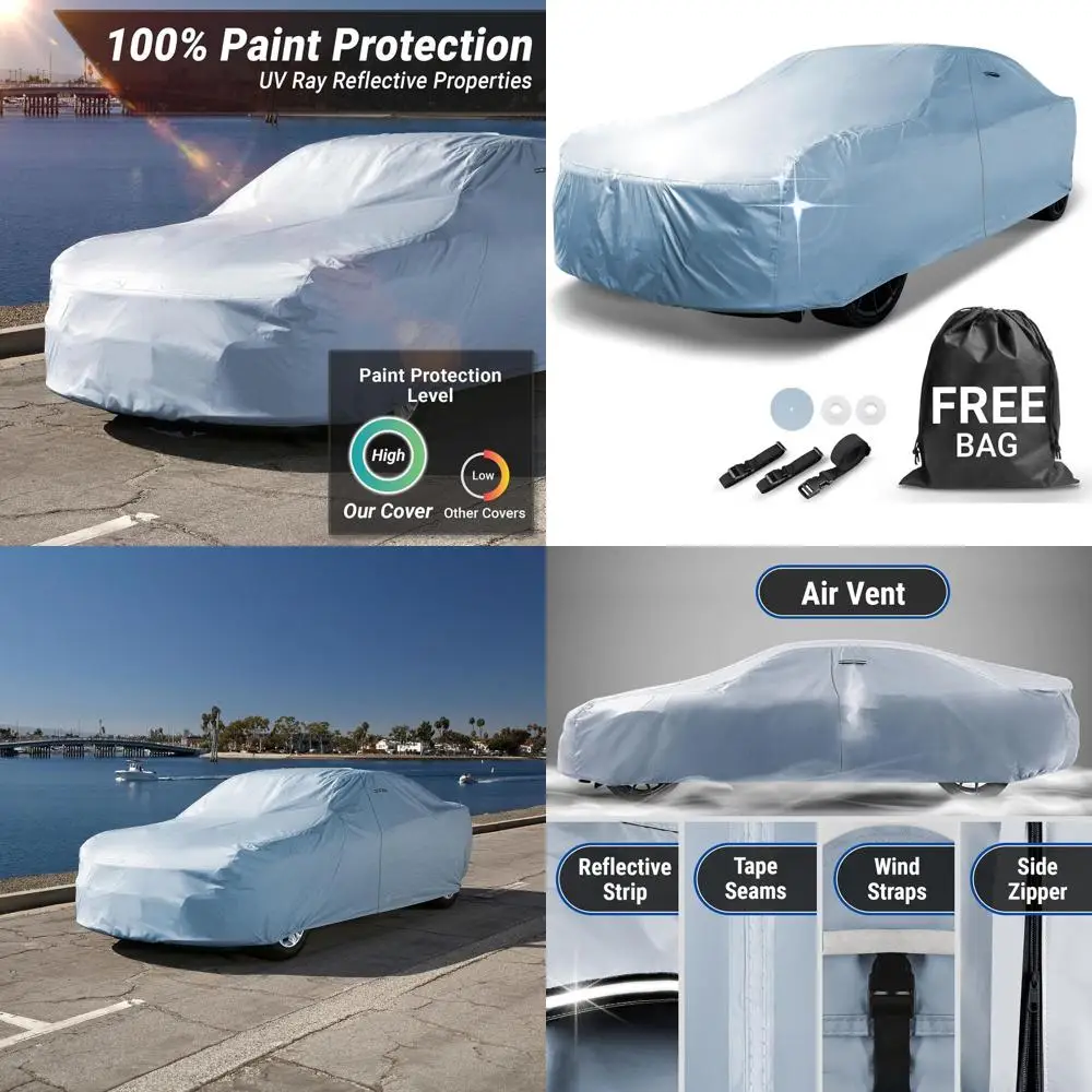

All-Weather 18-Layer Car Cover, Waterproof & UV Protection, Fits Cars 194-201 Inches