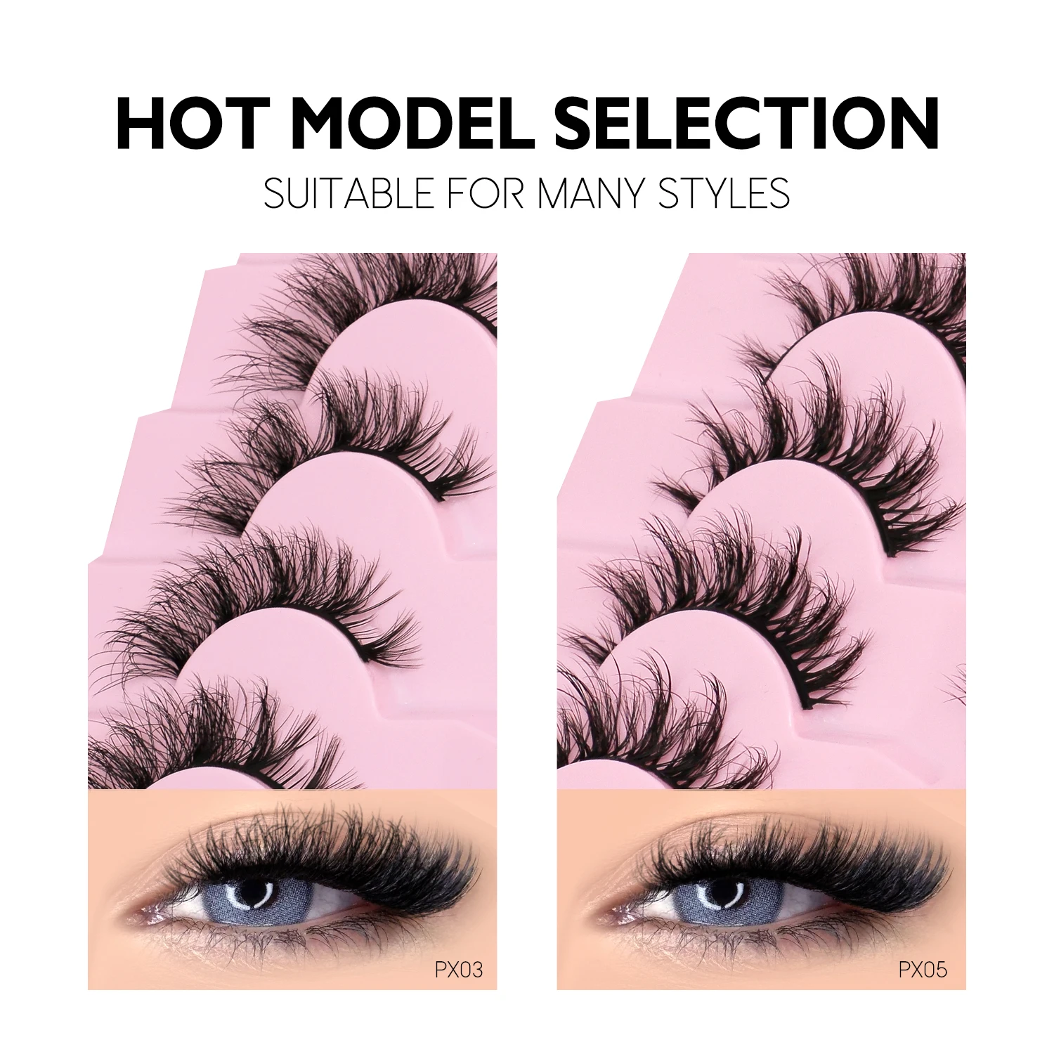 VELTRINAY Cat Eye Lashes Natural Eyelashes Fluffy Wispy Strips Lash 3D Faux Mink Lashes Cross Style False Eyelashes Makeup