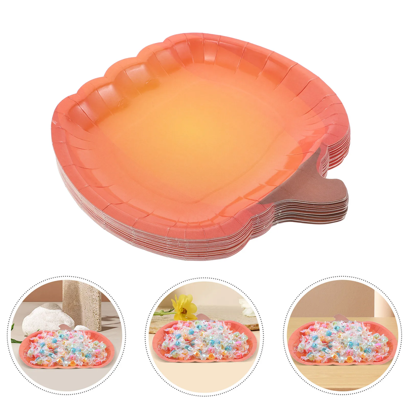 

25pcs Pumpkin Paper Plates 9 Inches Fall Disposable Dessert Plates For Halloween Thanksgiving Party Harvest Tableware