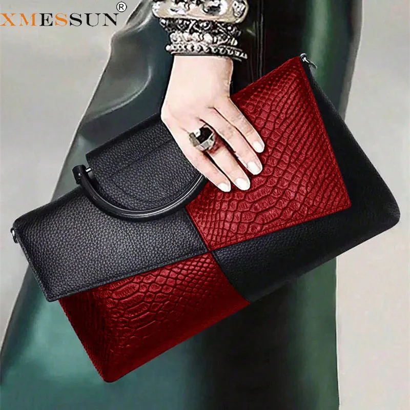 XMESSUN New Trendy Snake Pattern Clutch Bag for Women,Fashion Designer Female Casual Shoulder Crossbody Bag PU Leather Handbag