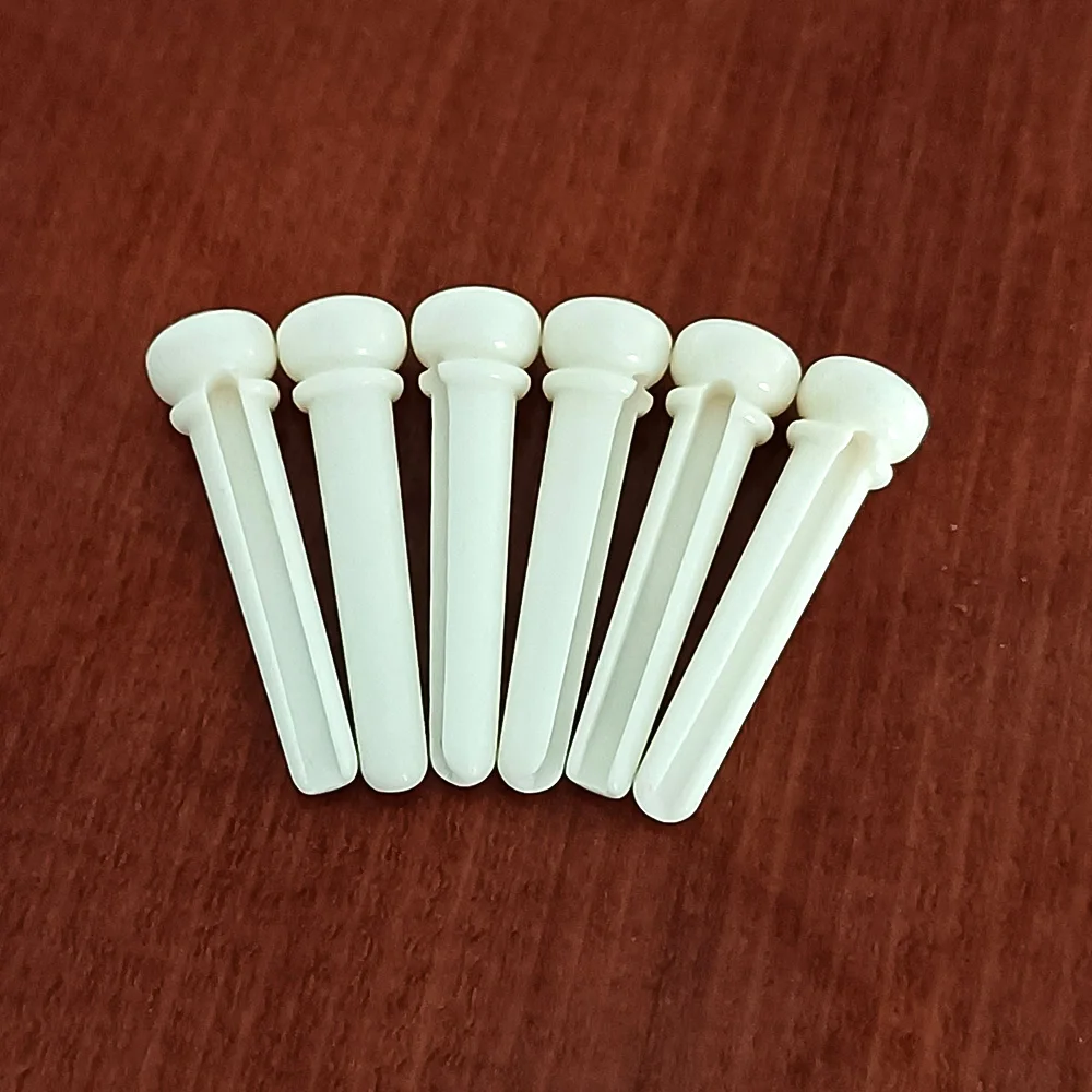 6pcs Real Bone Acoustic Guitar Bridge Pins Pure Bone Bridge Pin with Brass Circle for Folk Guitar Replacement Accessories