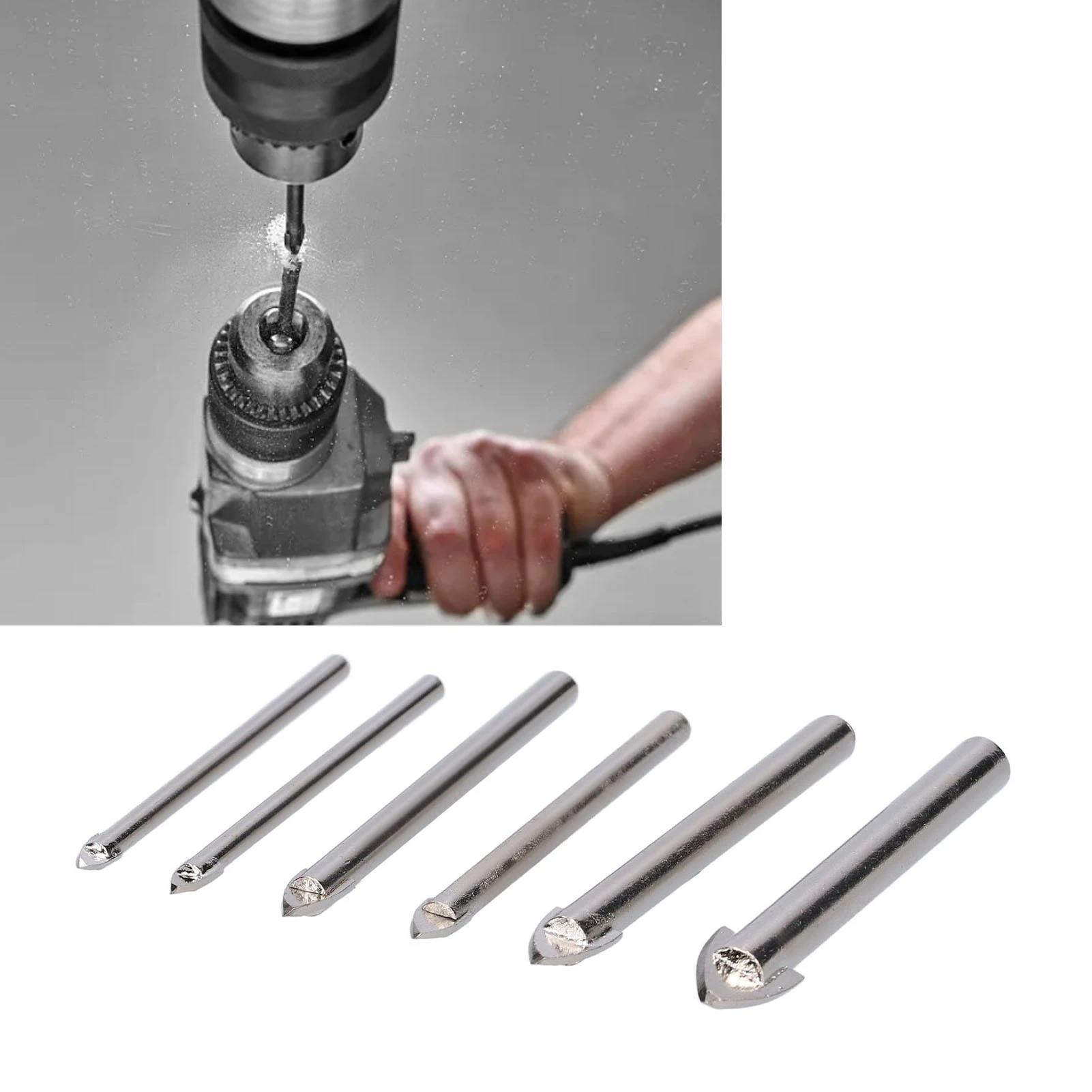 6Pcs Glass Drill Bit 3-10mm Hard Alloy Accurate Stable Clean Neat Smooth Opening Glass Hole Opener