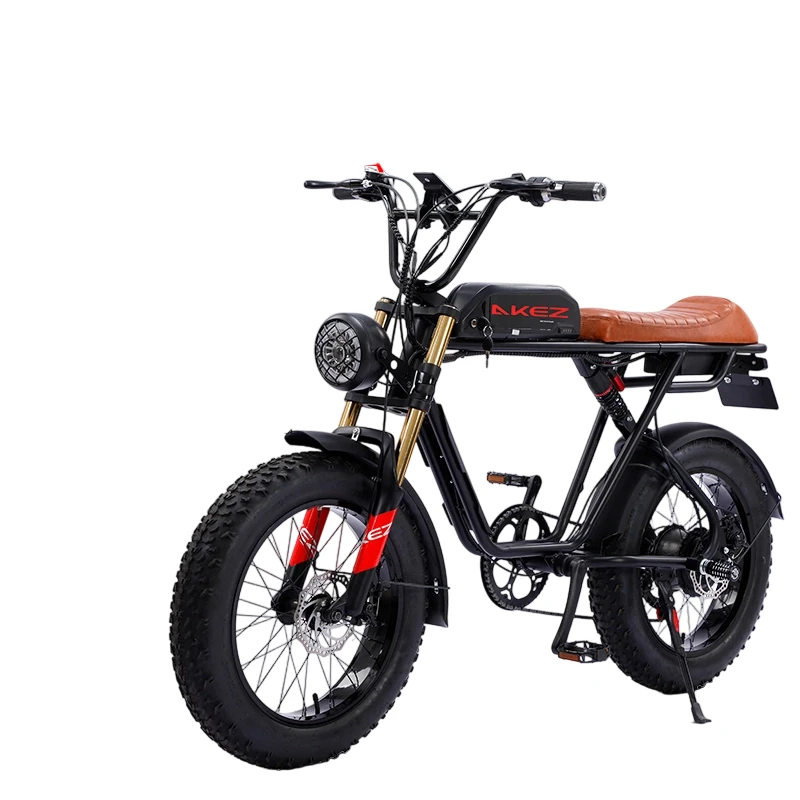 

Электровелосипед AKEZ 48V 36Ah с двумя аккумуляторами, 1500W, в ретро-стиле | Мотоцикл с большим запасом хода и высокой мощностью