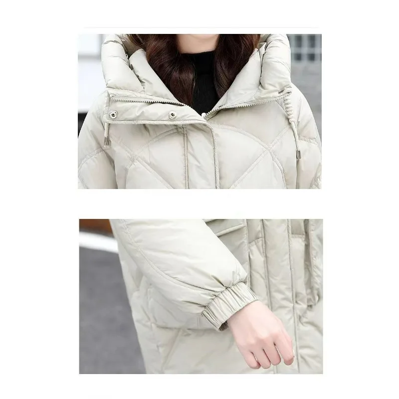 2023 New Women Down Cotton Coat Winter Jacket Female Mid Length Version Parkas Loose Large Size Outwear Hooded Thick Overcoat