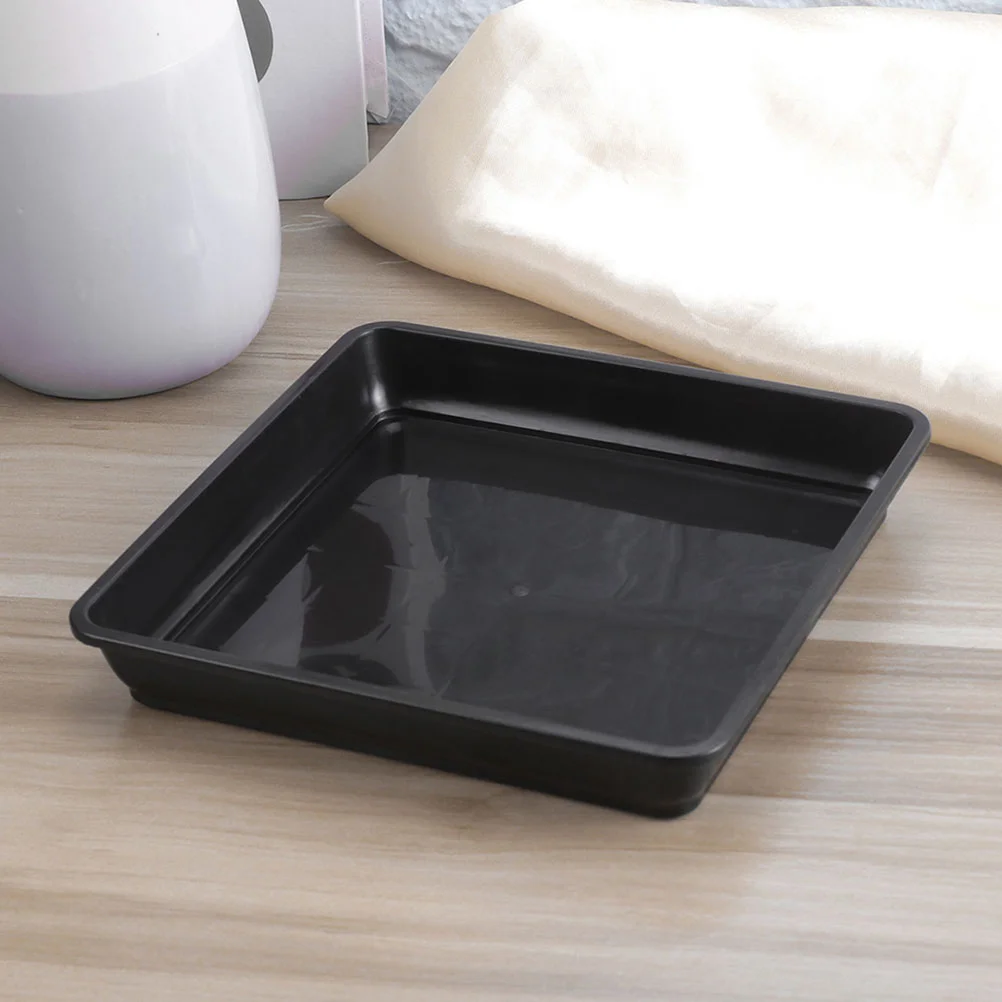 12 Pcs Flower Pot Tray Base for Plants Stand Saucer Plate Black Square Indoor Basin Flowerpot Mat Plastic Trays Pots