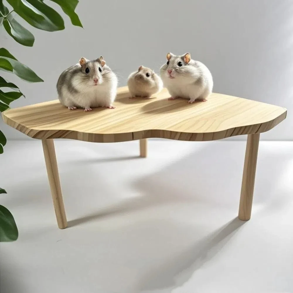 Plataforma de madeira para hamster, prancha de salto, playground, animais de estimação pequenos, mesa engraçada em forma de leque, brinquedo de escalada para hamster