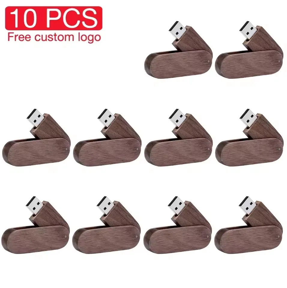 

Набор из 10 штук: USB-флешки с возможностью нанесения логотипа, деревянные, поворотные, 128 ГБ, 64 ГБ (реальная емкость), 32 ГБ, свадебный подарок