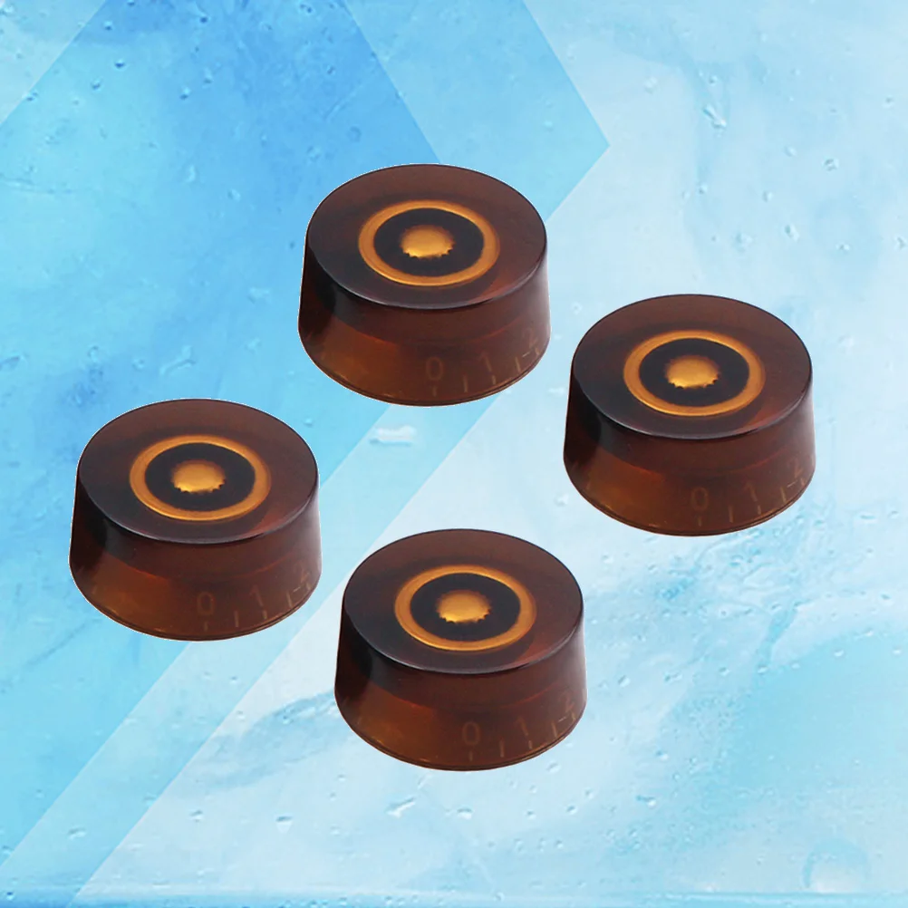 4 PCS/ Set Round Guitar Knobs Volume Tone Control Knobs Rotary Knobs for Style Electric Guitar Parts Replacement (Tea Color)