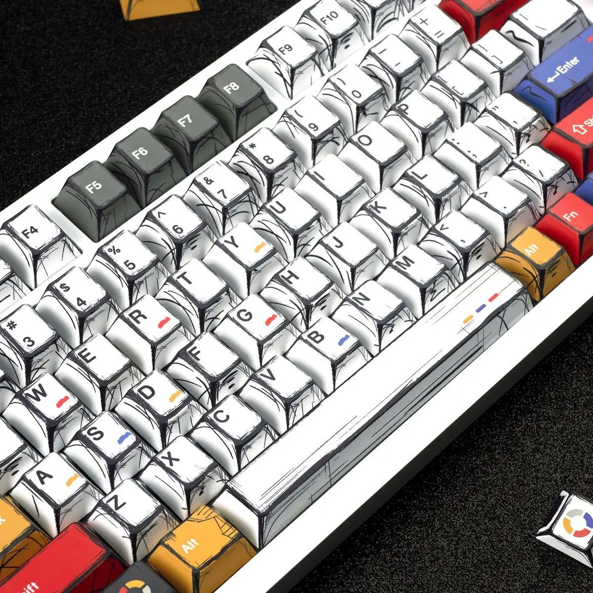 136 toetsen Comic Mixed Lights Koreaans/Duits/Engels Keycaps 5-zijdig Dye Sublimation PBT Keycap Cherry Profile voor Gaming Keybaord