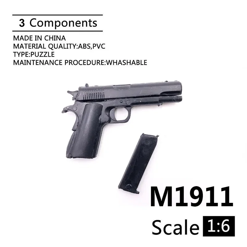 4D 타입 M1911 A1 블랙 권총 모델, 군인 액세서리 무기, 부속품 플라스틱 총, 간단한 모델, 12 인치 액션 피규어 DIY, 1/6 체중계