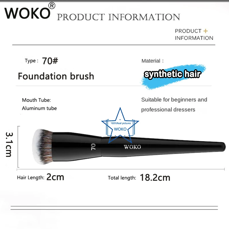 Flat Top Foundation Make-up-Pinsel, flach abgewinkelt, Kunsthaar, Gesichtskontur, Foundation, flüssige Creme, Bronzer, Polier-Make-up-Werkzeug – Detail 14