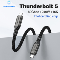 UGOURD 80Gbps Thunderbolt 5 Cable Certified Chip USB-C Thunderbolt5 2m 120Gbps 240W 16K for MacBook Pro M.2 Hard Drive USB4-V2