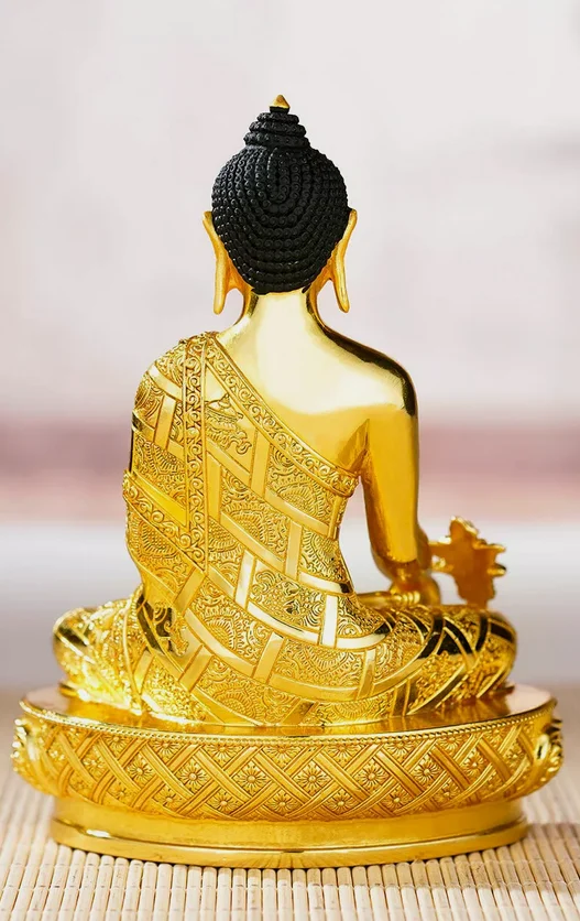 old Handpainted bronze Buddha statue gilt Amitabha bhagavan Bhaisajya