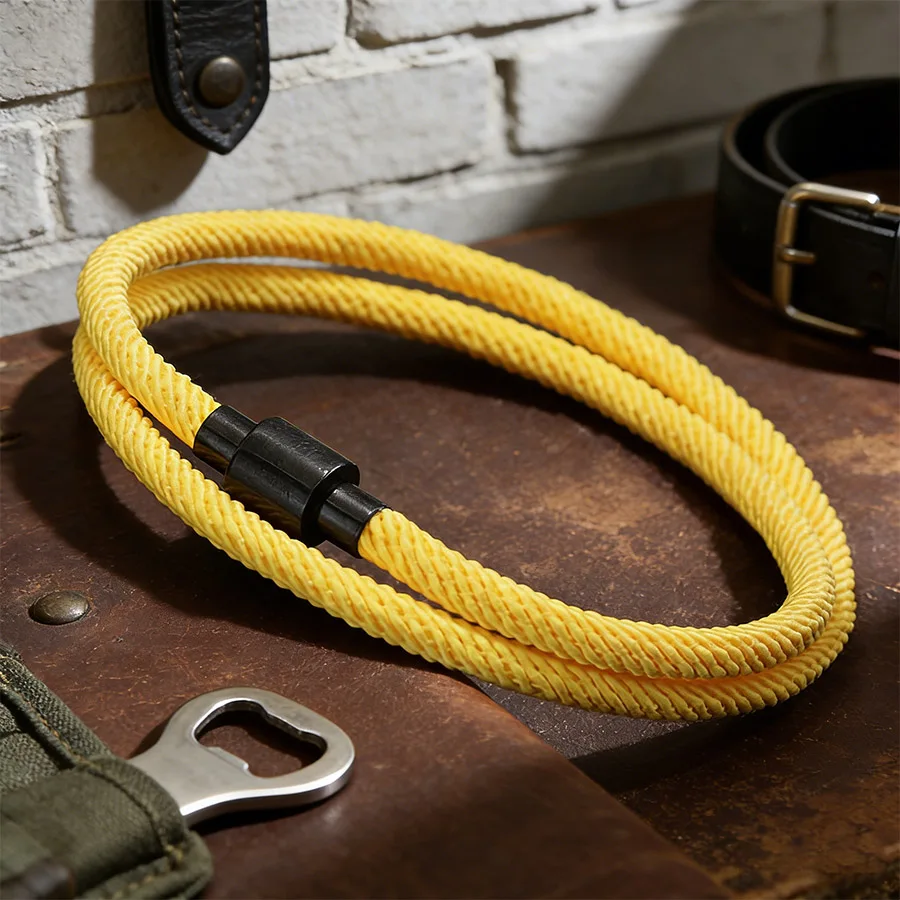 Herren Doppelt Gewickeltes Seil-Armband Minimalistisches Kordel-Armband Edelstahl Magnetverschluss Freizeit Herrenschmuck Geschenk