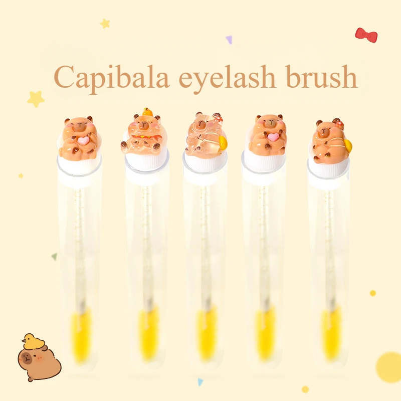 10 Stück zufälliges Haar, niedlich und modisch, mit Schlauch montiert, staubdicht, Kapibala-Mascara-Pinsel, Augenschwarz, Pinsel, Pfropfen, Mascara-Make-up