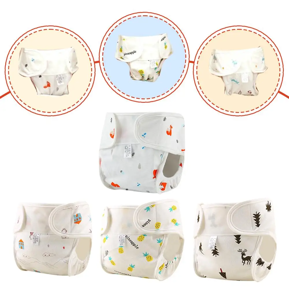 حفاضات أطفال قابلة لإعادة الاستخدام 100% سراويل داخلية قطنية مقاومة للماء حفاضات قماش الحفاض للتدريب تغيير الأطفال قابلة للتنفس وقابلة للغسل Inf V7W4