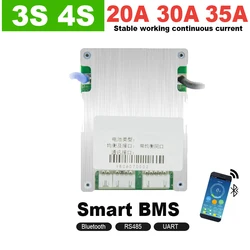 JBD 3S 4S Smart BMS Li ion LiFepo4 tablica zabezpieczająca baterię wspólny Port zrównoważony 20A 30A 35A RS485 moduł Bluetooth UART