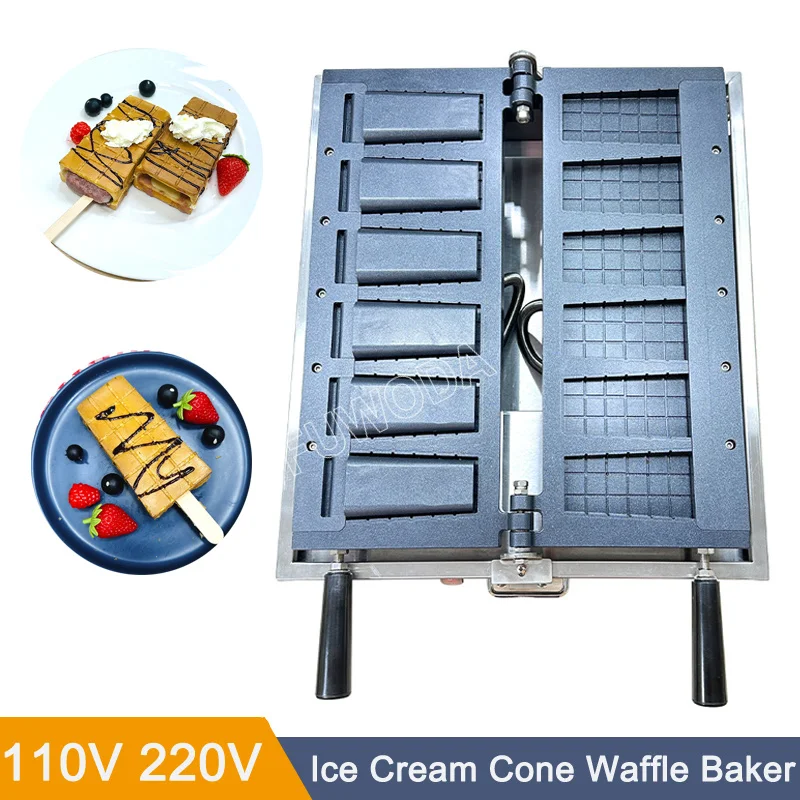 

110V 220V 6 Pieces One Time Ice Cream Cone Waffle Maker 3000W Popsicle Waffle Maker Ice Cream Cone Making Machine